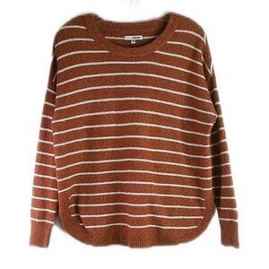 Sonoma - Crew Neck Brown/Ivory Striped Sweater - Size Large